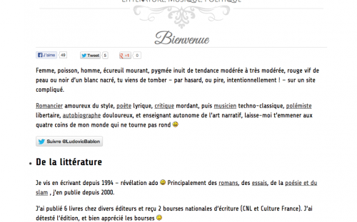 Première page du site de Ludovic Bablon, Ludovic Bablon.