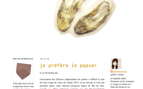 Première page du site de Sophie Létourneau, Trois notices pour le non-sens.