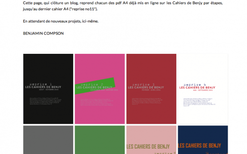 Première page du site de Samuel Rochery, Les Cahiers de Benjy. 